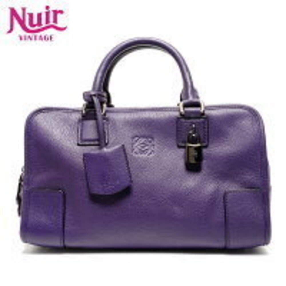 Loewe Leather Anagram Amazona Handbag Purple